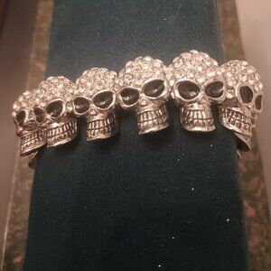 Silver Bling Skull Stretch Bracelet
